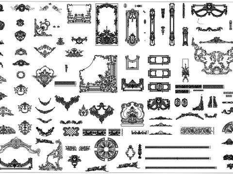  法式雕花cad图库 