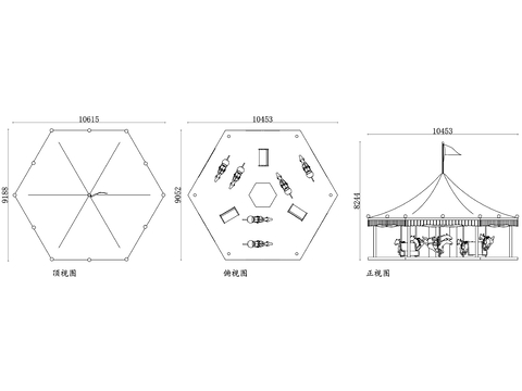  旋转木马平面图 旋转木马结构图 