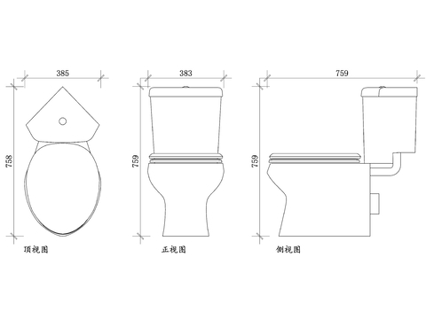  异形马桶平面图 异形马桶结构图 