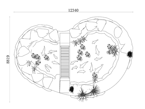  观赏水上花园平面图 