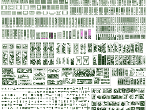  中式花格 屏风 雕花 中式元素cad图库 