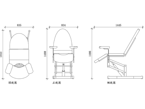  妇科检查椅平面图 妇科检查椅结构图 