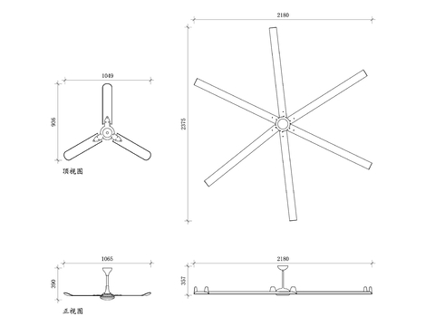  吊扇平面图 吊扇结构图 
