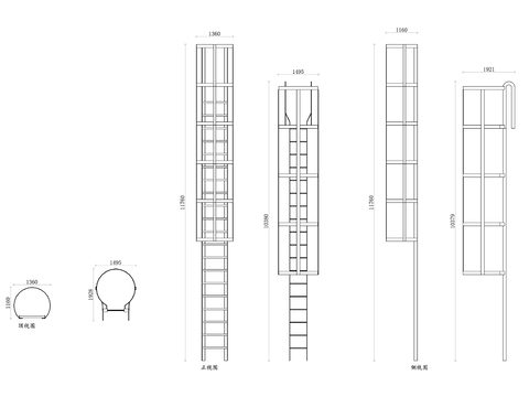  工业笼梯平面图 笼梯结构图 