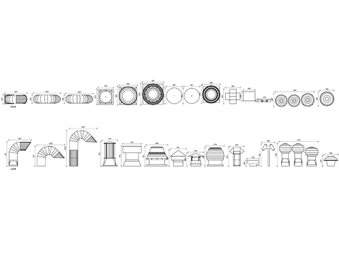  屋顶通风器平面图 屋顶通风器结构图 