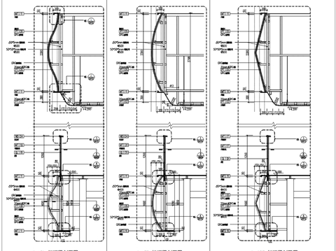  商场中庭玻璃扶手檐口GRG节点大样图 