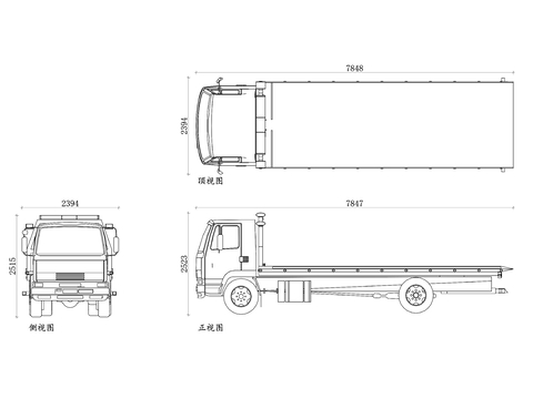  平板拖車 平板車 平板運(yùn)輸車cad圖庫(kù) 