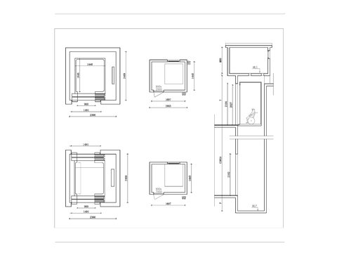  全景电梯平面图 全景电梯cad大样图 