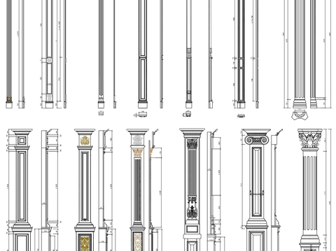  欧式柱 罗马柱节点大样图 