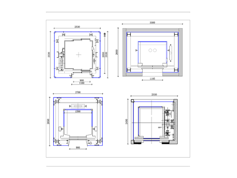  单全景电梯平面图 双全景电梯平面图 
