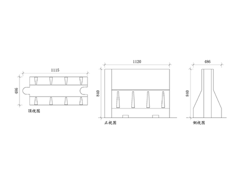  塑料水马 充水式护栏cad图库 