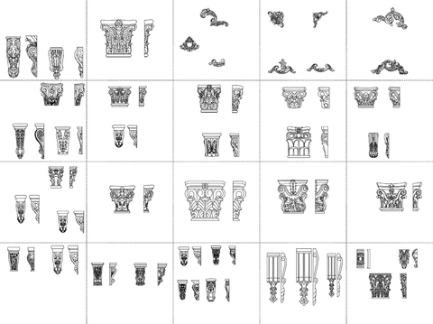  欧式构件 雕花CAD施工图 