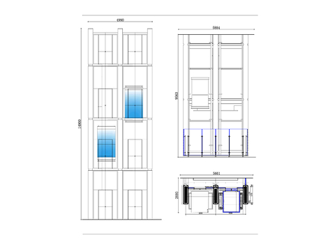  双观光电梯平面图 双观光电梯立面图 