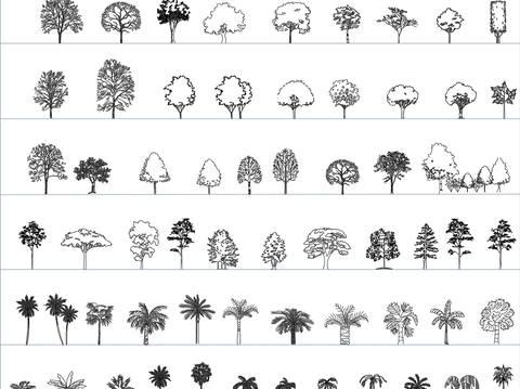 立面树木CAD图库 