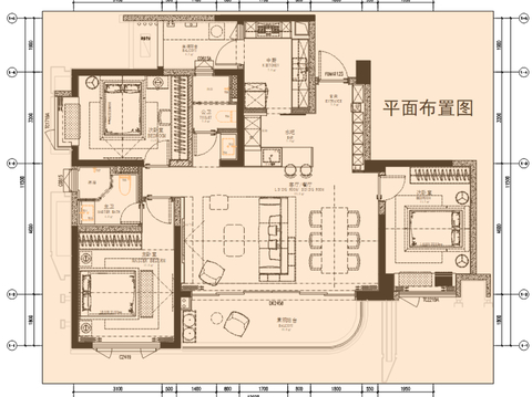  120m2住宅平面方案布置圖 