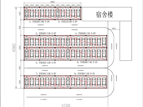  升降橫移類機械立體停車庫CAD施工圖 