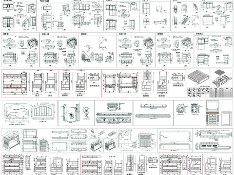  书桌 床 上下床 高低床 儿童床cad图库 
