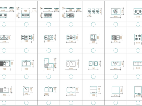  燃气灶 洗菜盆cad图库 