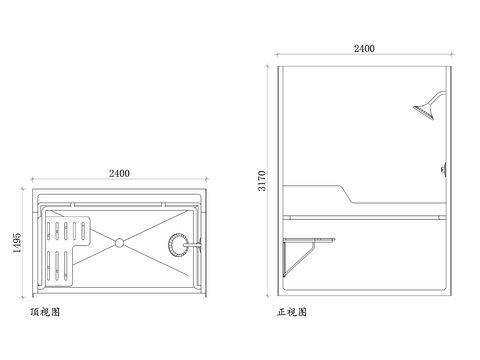  无障碍浴室 无障碍淋浴间 无障碍洗澡房 无障碍洗浴空间cad大样图 