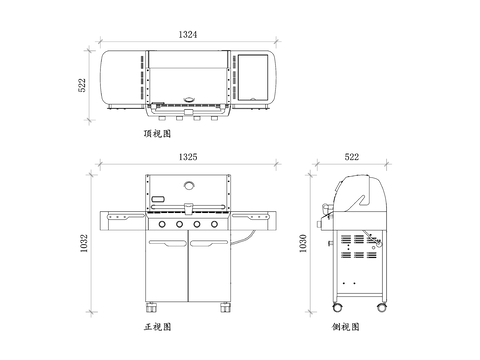  天然气烧烤架 天然气烤炉 天然气烧烤炉 天然气烤肉架cad大样图 