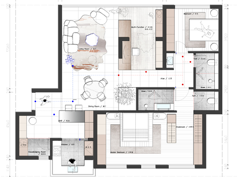  125㎡平层3房平面布置图 