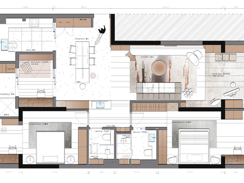  129㎡平层3房平面布置图 