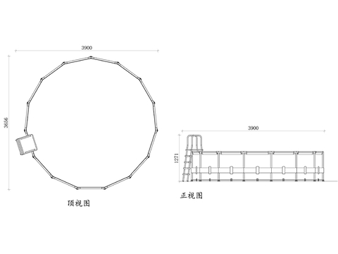  圆形游泳池cad图库 