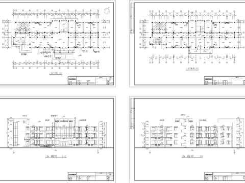  某乡政府办公楼CAD平立面图 