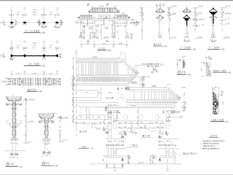  牌楼建筑节点大样图 