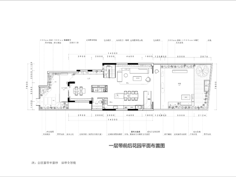  別墅一層平面cad施工圖 