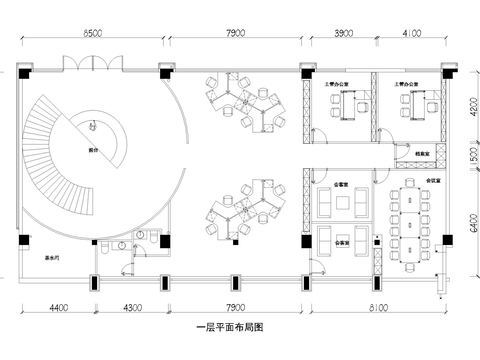  辦公空間cad平面圖 