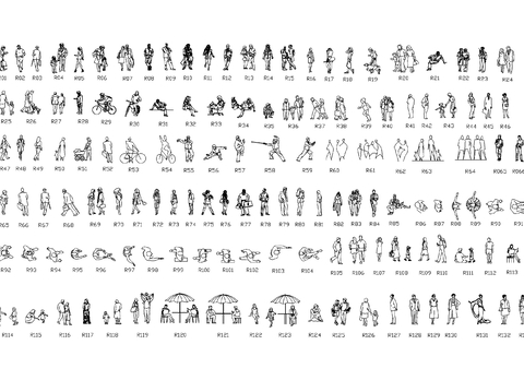  人物平立面cad图库 