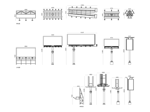  户外广告牌 室外广告牌 路边广告牌 大型广告牌CAD图块 