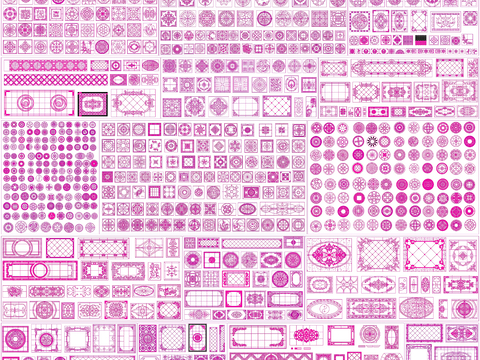  地面拼花 石材拼花 花纹 石材边线CAD图库 