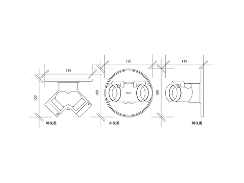  双消防水带入口 双向消防接口 双出口消防栓 双联消防接口cad大样图 