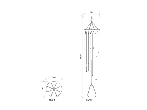  挂饰风铃 室内风铃 户外风铃CAD图块 