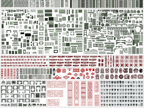  中式元素 屏风 雕花CAD图块 