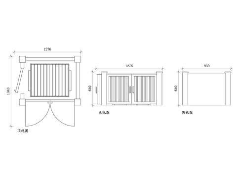  垃圾箱围栏 垃圾桶围栏 垃圾站围栏 围栏式垃圾箱 垃圾收集区cad大样图 