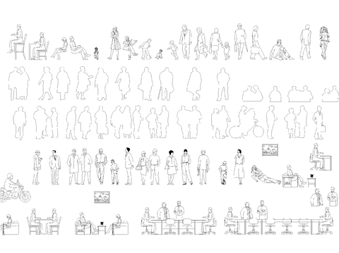  办公人物立面CAD图库 