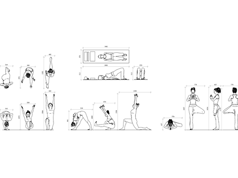  瑜伽姿势 瑜伽动作 瑜伽姿态 瑜伽造型 瑜伽式子cad图库 