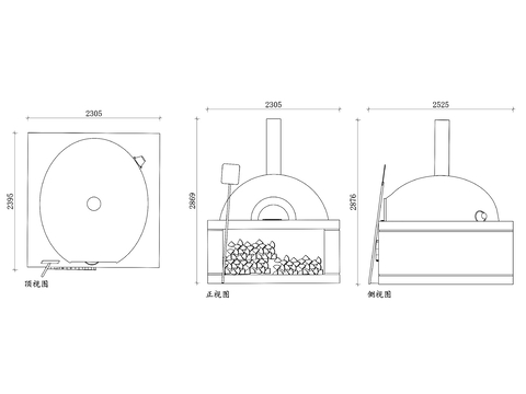  木火披萨炉 木材披萨烤炉 燃木披萨炉 烤木披萨炉 木烧披萨炉cad大样图 