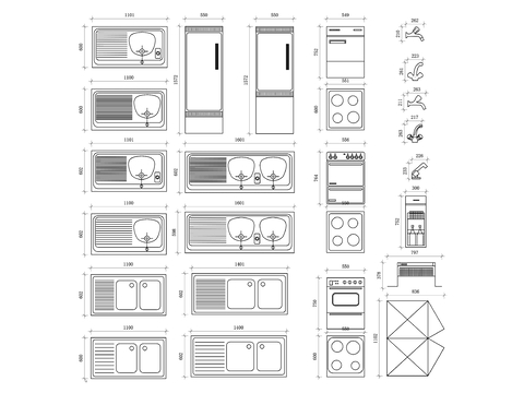  厨具设备 厨房用具cad图库 