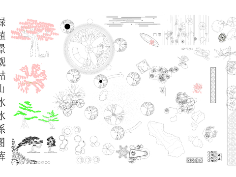  景观图库 日式枯山水cad图库 
