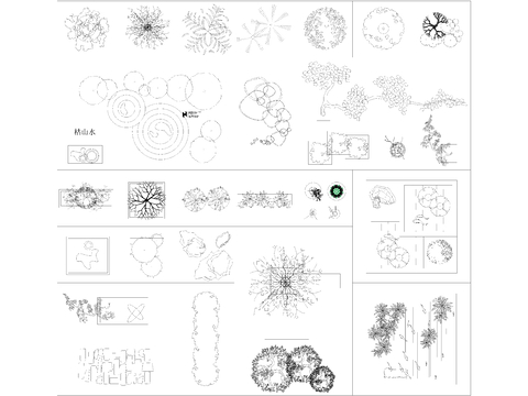  别墅造景 户外庭院造景cad图库 