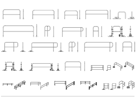  人行道护栏 人行道防护栏cad图库 