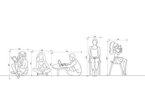  坐姿 人物就座姿势cad图库 