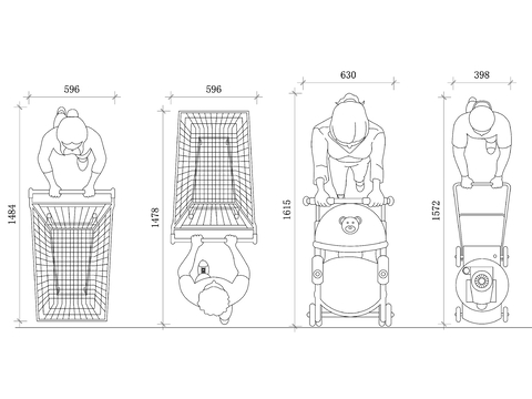  女性俯视姿势cad图库 