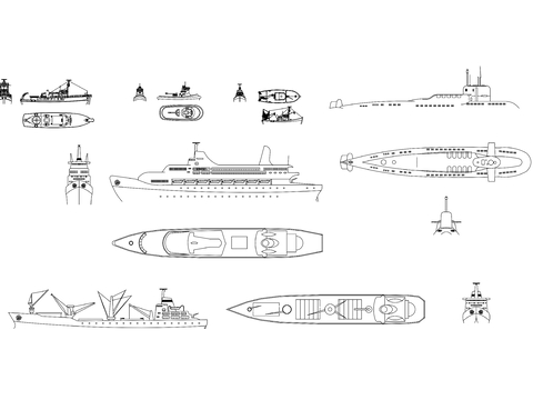  海上装备 军舰装备cad图库 
