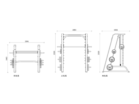  史密斯架 史密斯训练器cad图库 