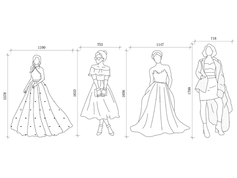  穿裙子的女孩cad图库 